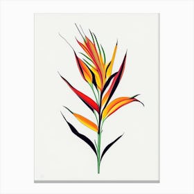 Heliconia Floral Minimal Line Drawing 2 Flower Canvas Print