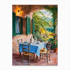 Al Fresco Dining, Table setting, oil painting Canvas Print