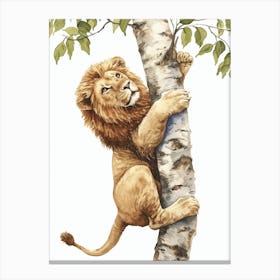 Barbary Lion Climbing A Tree Clipart 4 Canvas Print