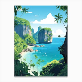 Phuket, Thailand, Flat Illustration 3 Canvas Print