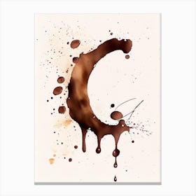 C  Chocolate, Letter, Alphabet Minimalist Watercolour 1 Canvas Print