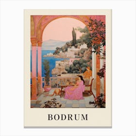 Bodrum Turkey 1 Vintage Pink Travel Illustration Poster Canvas Print