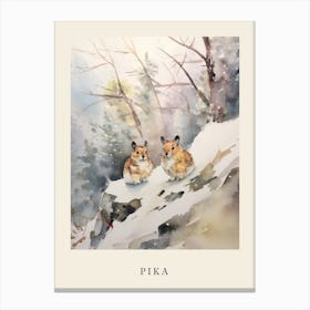 Winter Watercolour Pika 6 Poster Canvas Print