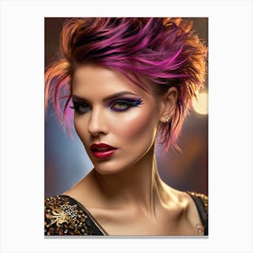 Beautiful Woman With Colorful Hair Canvas Print