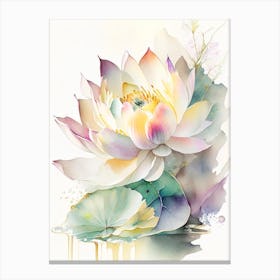 Lotus Flower Bouquet Storybook Watercolour 2 Canvas Print