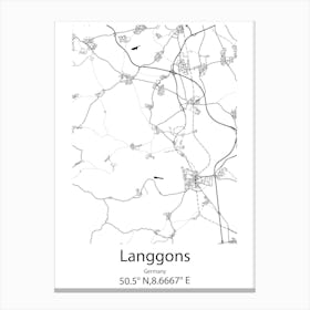 Langgons,Germany Minimalist Map Canvas Print