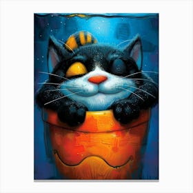 Cat In A Pot 2 Canvas Print