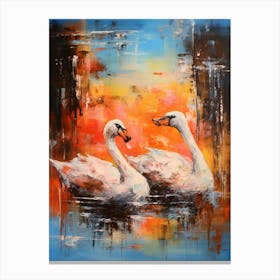 Swans Abstract Expressionism 4 Canvas Print