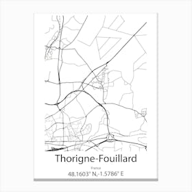 Thorigne Fouillard,France Minimalist Map Canvas Print