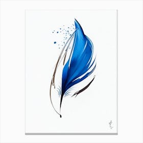 Quill And Ink Symbol Blue And White Line Drawing Canvas Print