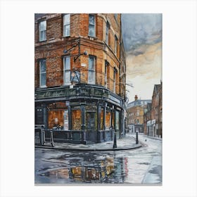 Tower Hamlets London Borough   Street Watercolour 1 Canvas Print