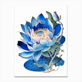 Blue Lotus Decoupage 3 Canvas Print