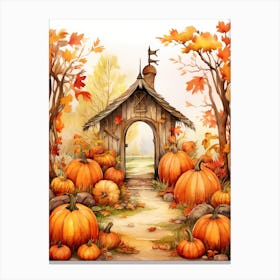 Cute Autumn Fall Scene 6 Canvas Print