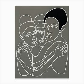 Three People Hugging Canvas Print