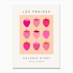 Les Fraises | 02 – Pink And Orange Strawberries Fruit Canvas Print