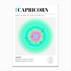 Capricorn, Astrology, Zodiac Aura, Gradient Poster Canvas Print