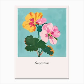 Geranium 1 Square Flower Illustration Poster Canvas Print