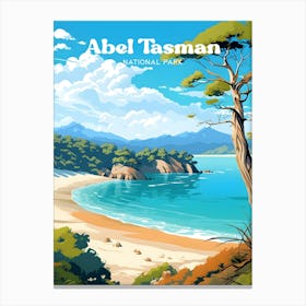 Abel Tasman National Park Poster New Zealand Travel Illustration Canvas Print