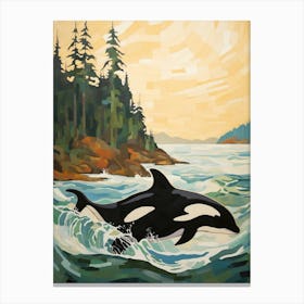 Matisse Style Killer Whale With Woodland Coast 5 Canvas Print