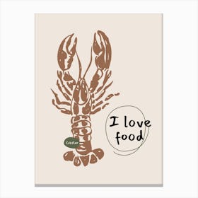 Lobster I Love Food Canvas Print
