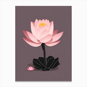 A Pink Lotus In Minimalist Style Vertical Composition 73 Canvas Print