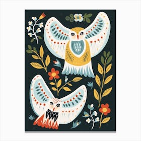 Folk Style Bird Painting Barn Owl 1 Canvas Print