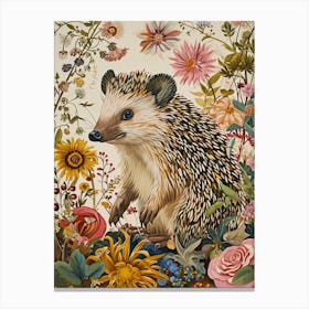 Floral Animal Painting Hedgehog 1 Canvas Print