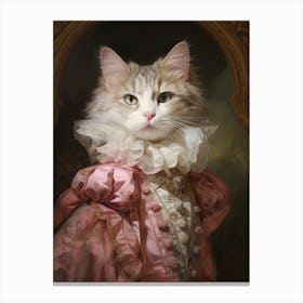 Cat In Medieval Robes Rococo Style  8 Canvas Print