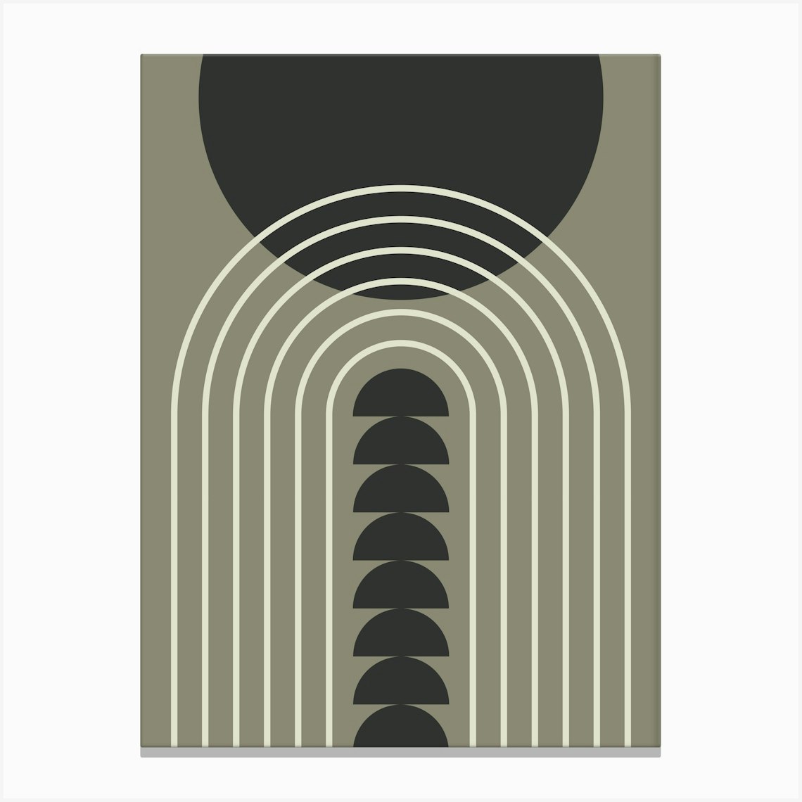 Modern Mid Century Gateway Sun Rainbow 3 In Grey Cream Charcoal 01 Canvas Print by NineFlorals