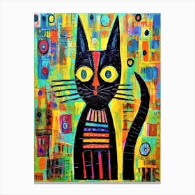 Surprised Cat 3 - Art Brut Black Cat Canvas Print