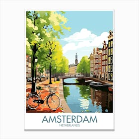 Amsterdam Travel Print Netherlands Bike Canal Gift Canvas Print