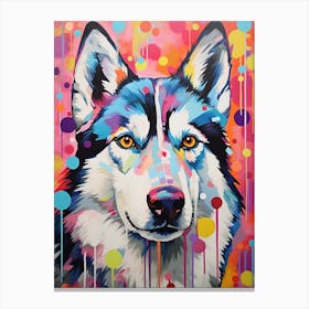 Husky Pop Art Inspired 3 Canvas Print