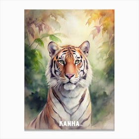 Kanha National Park Tiger watercolor painting Canvas Print