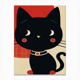 Japanese Black Cat Canvas Print