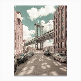 Manhattan Bridge NYC Urban Vintage Style Canvas Print