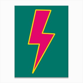 Pink, Yellow & Green Lightning Bolt Canvas Print