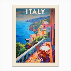 Amalfi Coast Italy 3 Fauvist Painting  Travel Poster Canvas Print
