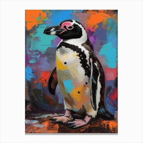 African Penguin Colour Block Painting 3 Canvas Print