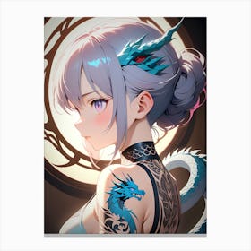 Anime Girl With Dragon Tattoo Canvas Print