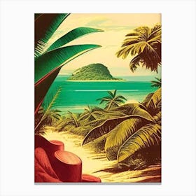 Cayo Levantado Dominican Republic Vintage Sketch Tropical Destination Canvas Print