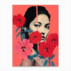 Asian Woman With Flowers Canvas Print