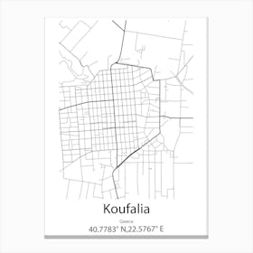 Koufalia,Greece Minimalist Map Canvas Print