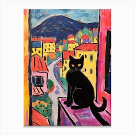 Painting Of A Cat In Perugia Italy 2 Canvas Print