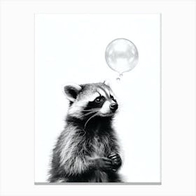Raccoon Blowing A Bubble Illustration 2 Canvas Print