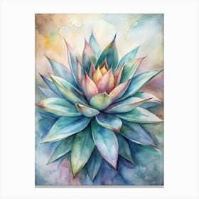 Succulent Flower Watercolor Painting Canvas Print