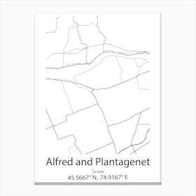 Alfred And Plantagenet,Canada Minimalist Map Canvas Print