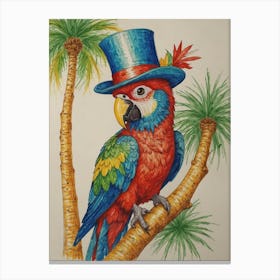 Parrot In Hat 1 Canvas Print