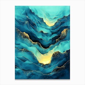 Blue landscape abstraction painting Canvas Print