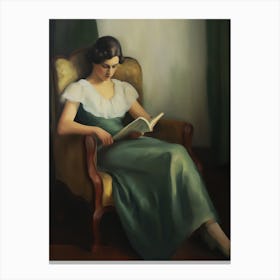 Antique Woman Reading Oil Painting Canvas Print