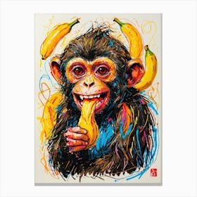 Chimpanzee Eating Banana Canvas Print
